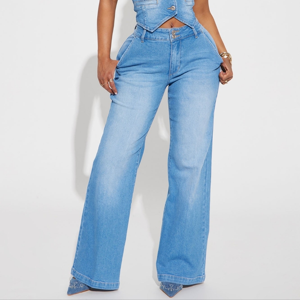 Fashion Nova No Cmpetition Baggy Wide Leg Jeans Size 15
